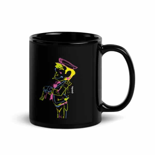 Patrol Man 777 Cartoon Black Glossy Mug