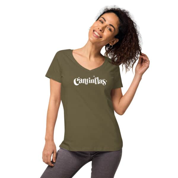 Cantinflas Logo Women's V-Neck T-Shirt Khaki
