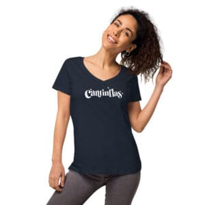 Cantinflas Logo Women's V-Neck T-Shirt Navy